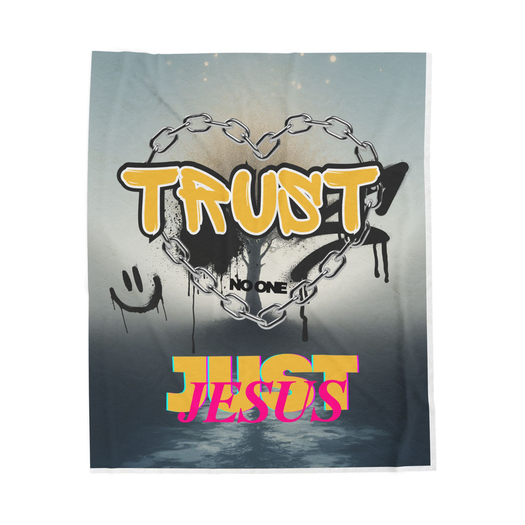 Trust No One Just Jesus Plush Blanket — Velveteen Holiday Throw