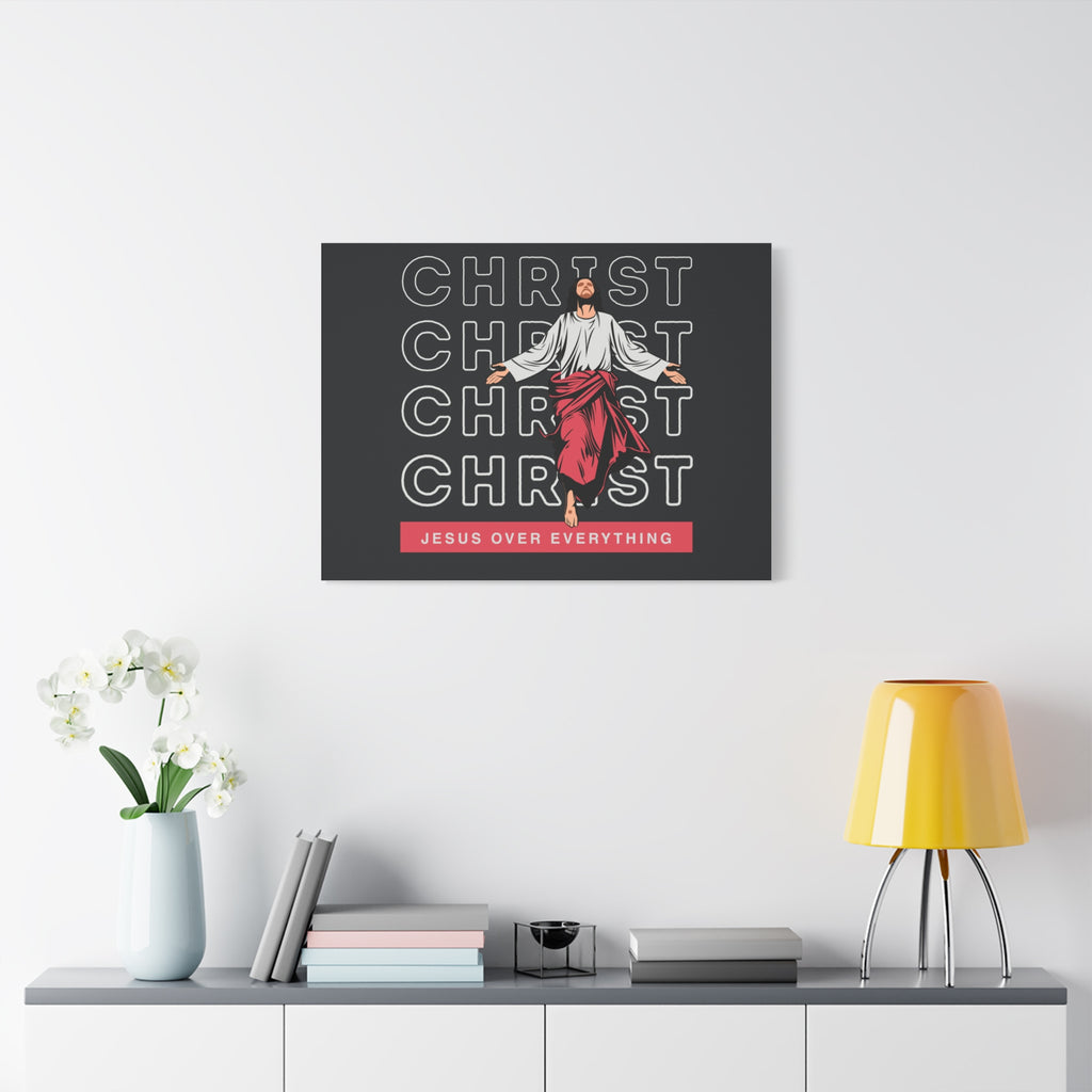 Christ Jesus Over Everything Canvas Wall Art — Inspirational Pastel Quote