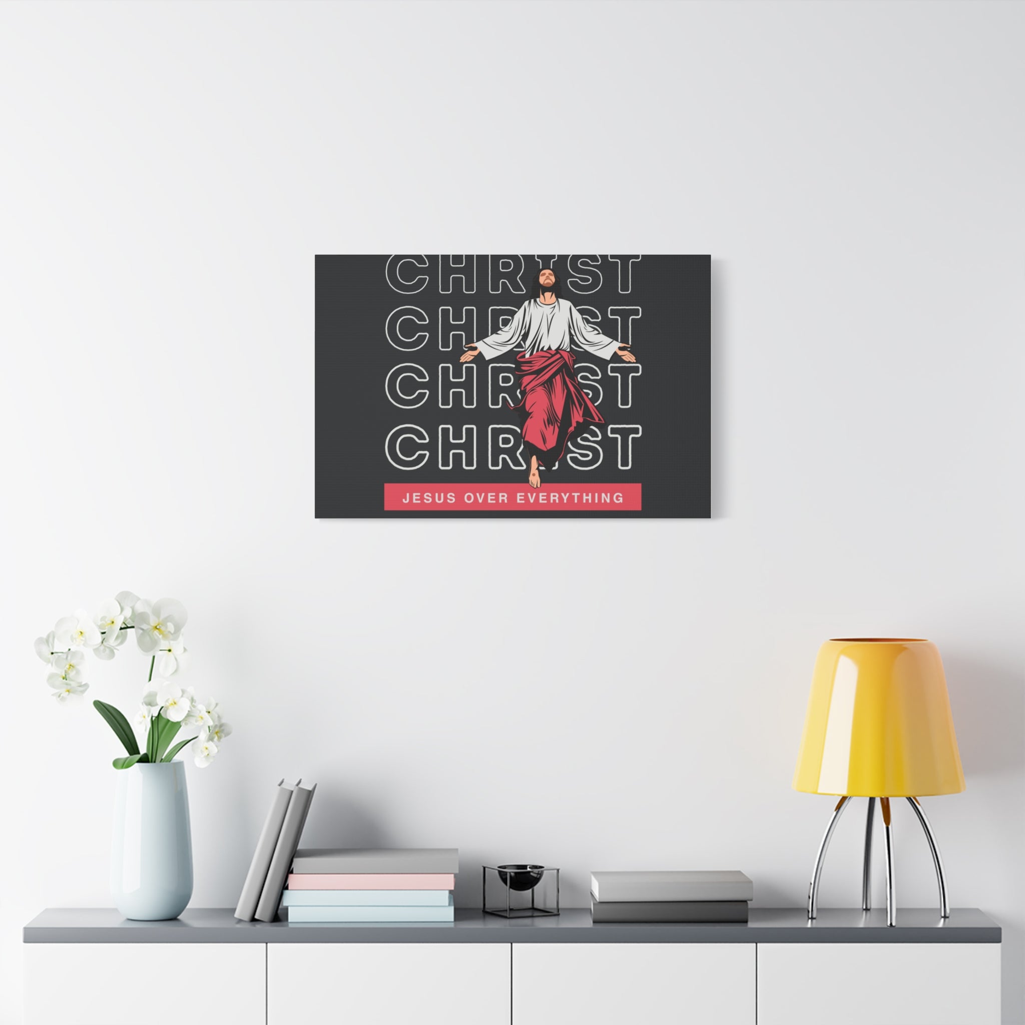 Christ Jesus Over Everything Canvas Wall Art — Inspirational Pastel Quote