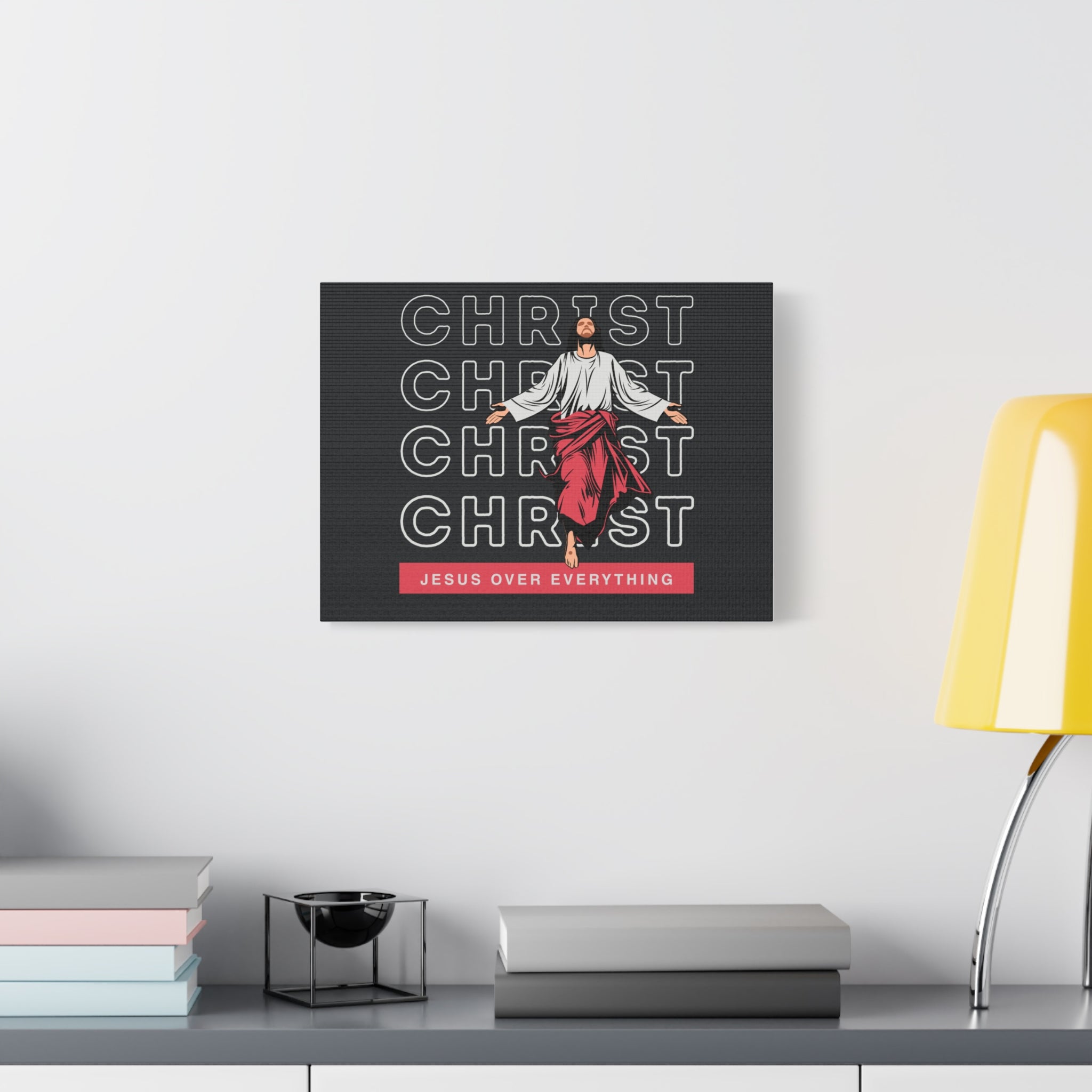 Christ Jesus Over Everything Canvas Wall Art — Inspirational Pastel Quote