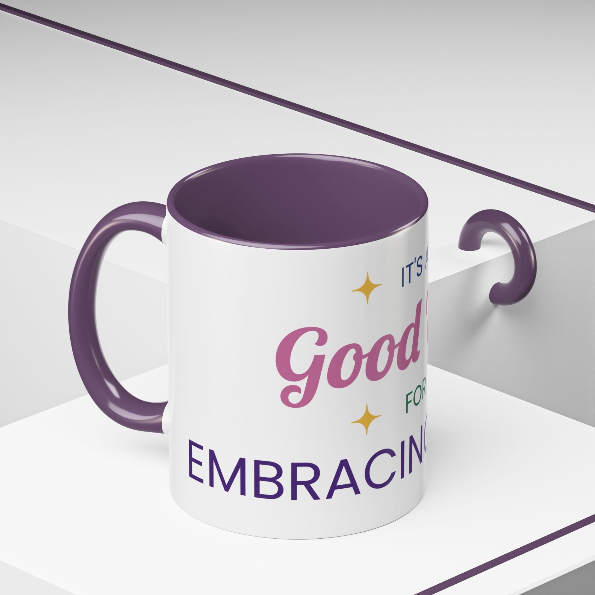 Accent Coffee Mug — "It's a Good Day for Embracing Grace" Inspirational Ceramic Coffee Mug