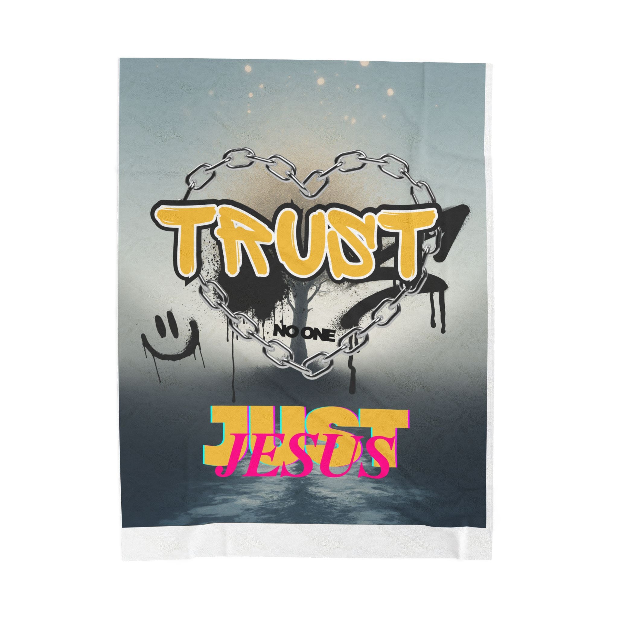Trust No One Just Jesus Plush Blanket — Velveteen Holiday Throw