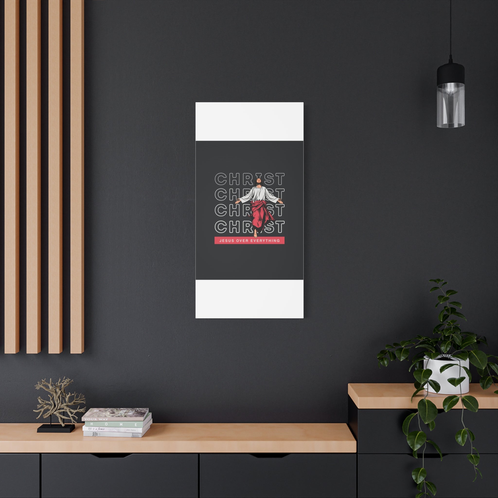 Christ Jesus Over Everything Canvas Wall Art — Inspirational Pastel Quote