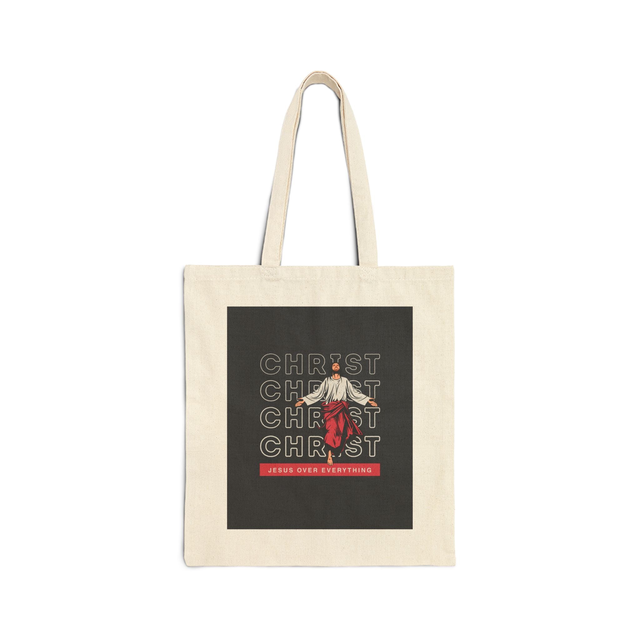 Christ - Jesus over everything Canvas Tote Bag — Positive Quote Eco Grocery Shopper