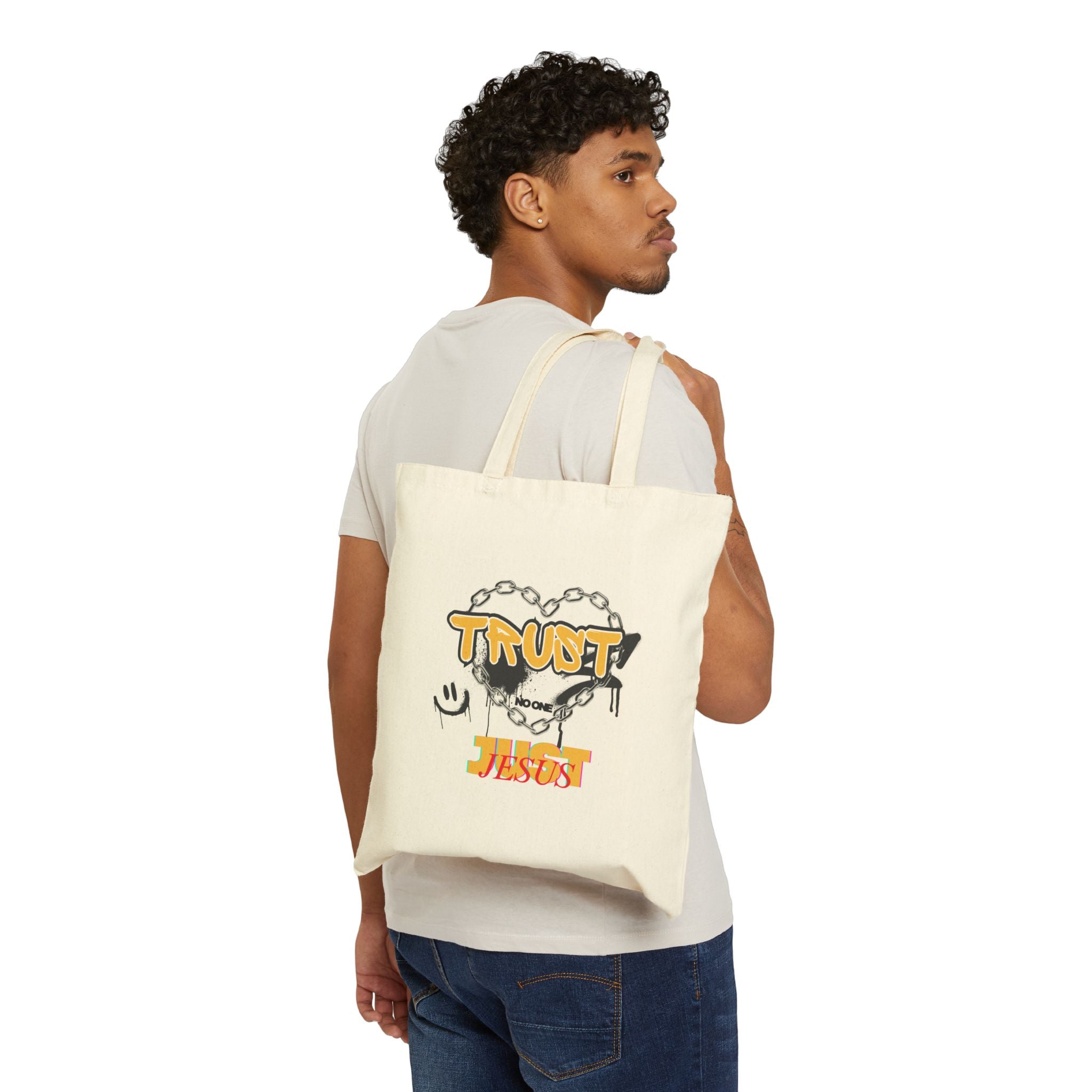 Trust No One Just Jesus Canvas Tote Bag