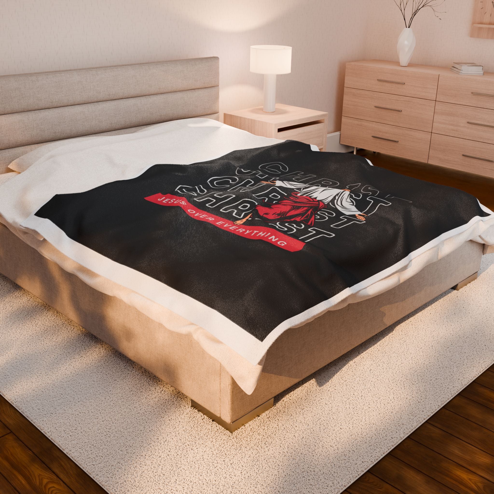 Christmas - Jesus over everything Velveteen Plush Blanket – Cozy Self-Care Throw