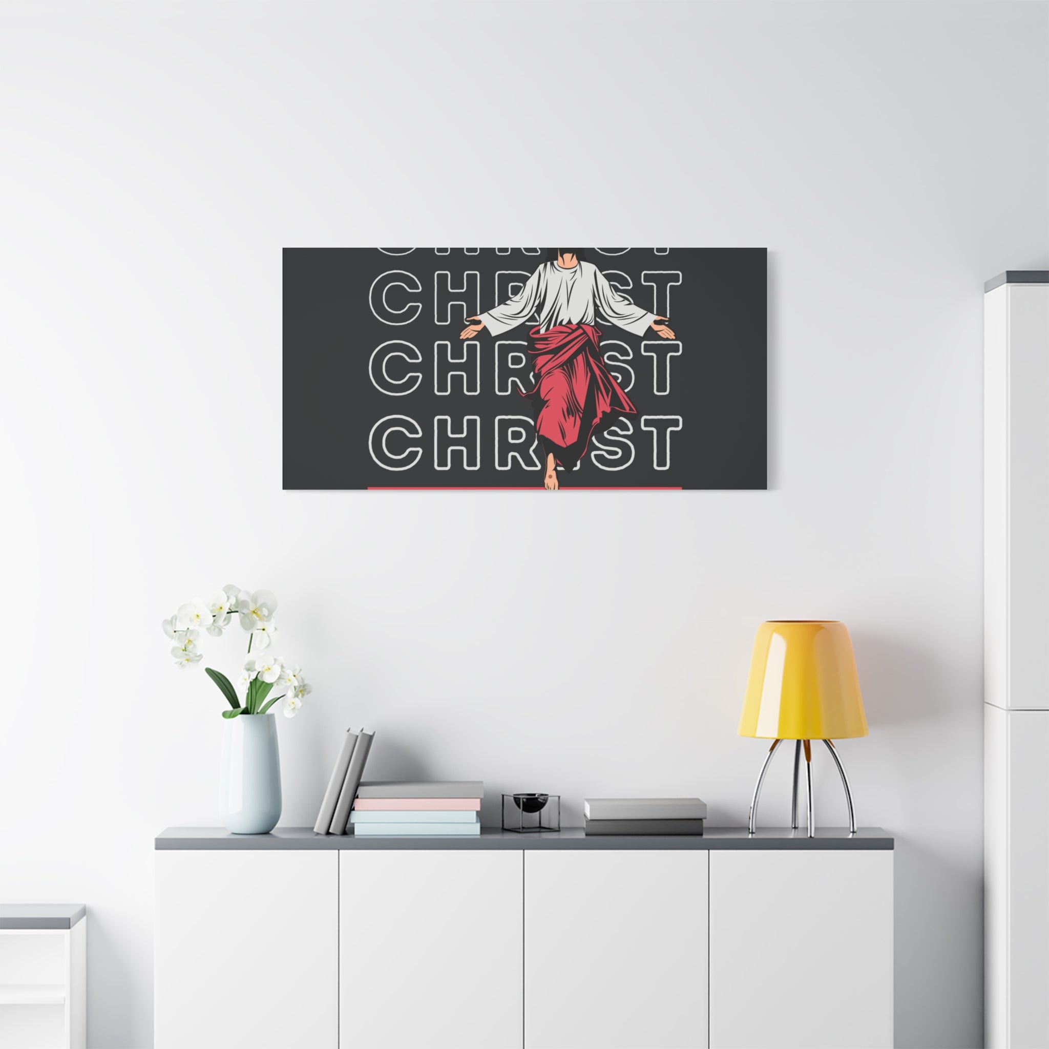 Christ Jesus Over Everything Canvas Wall Art — Inspirational Pastel Quote