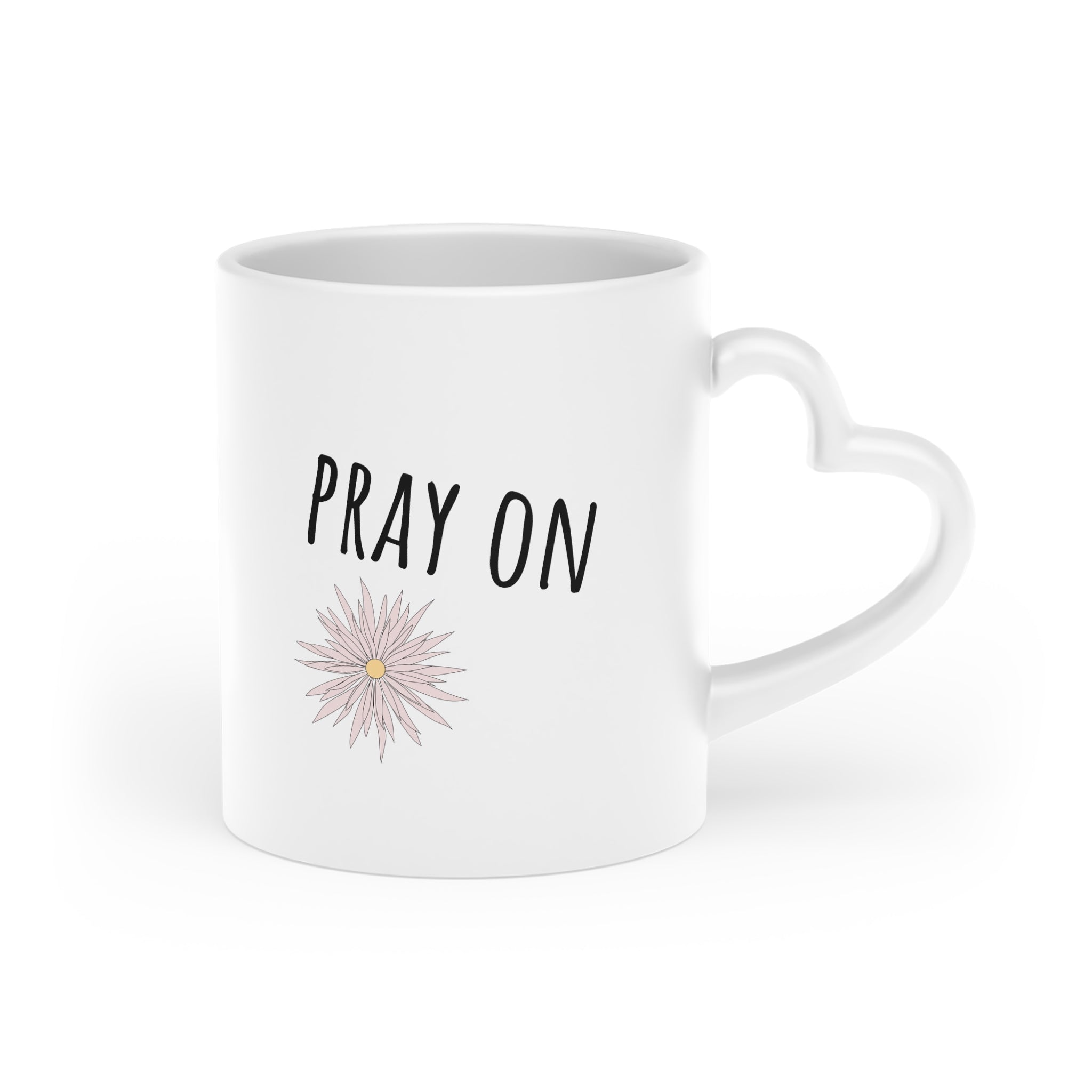 Keep Calm Pray on Floral Mug — Inspirational Daisy Coffee Cup