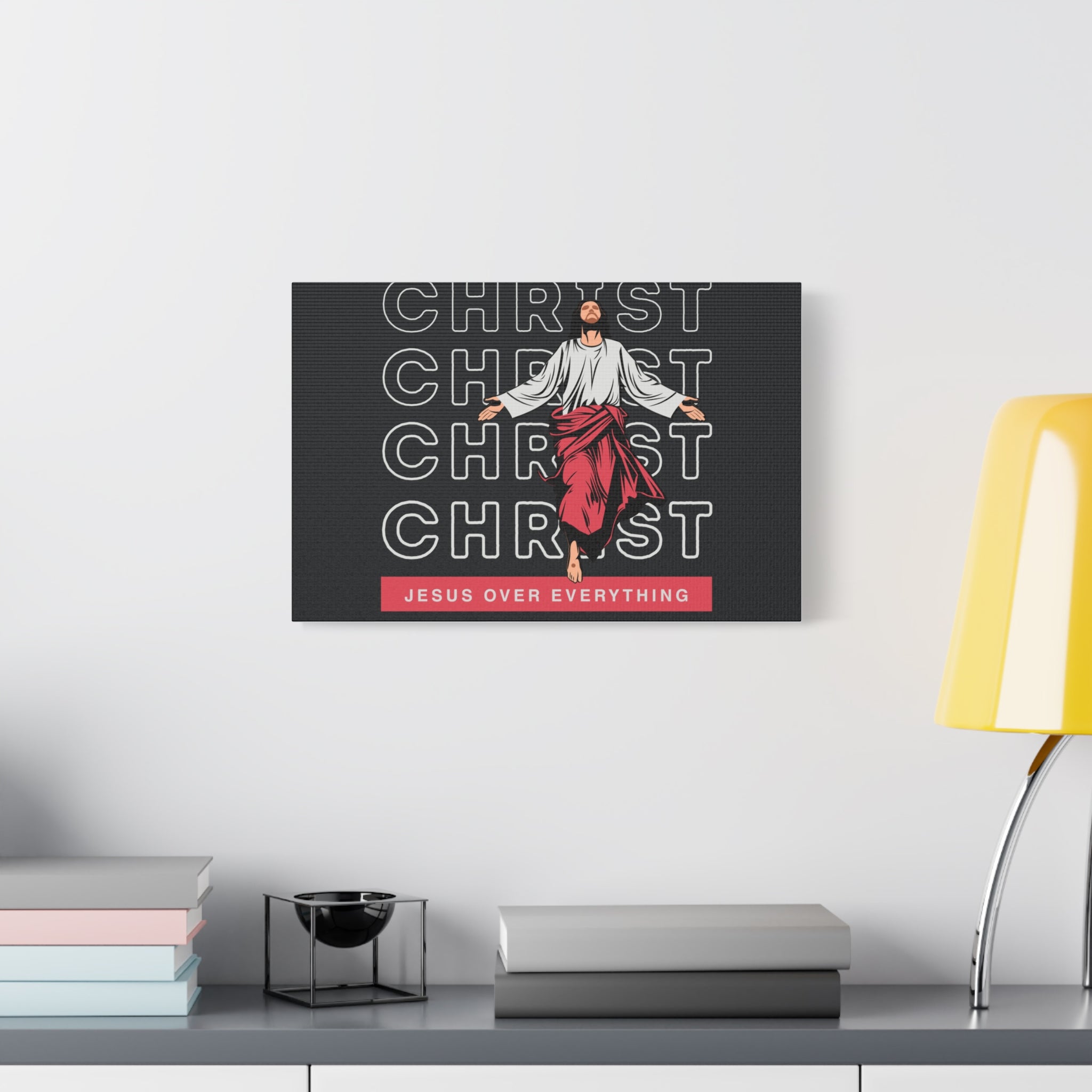 Christ Jesus Over Everything Canvas Wall Art — Inspirational Pastel Quote