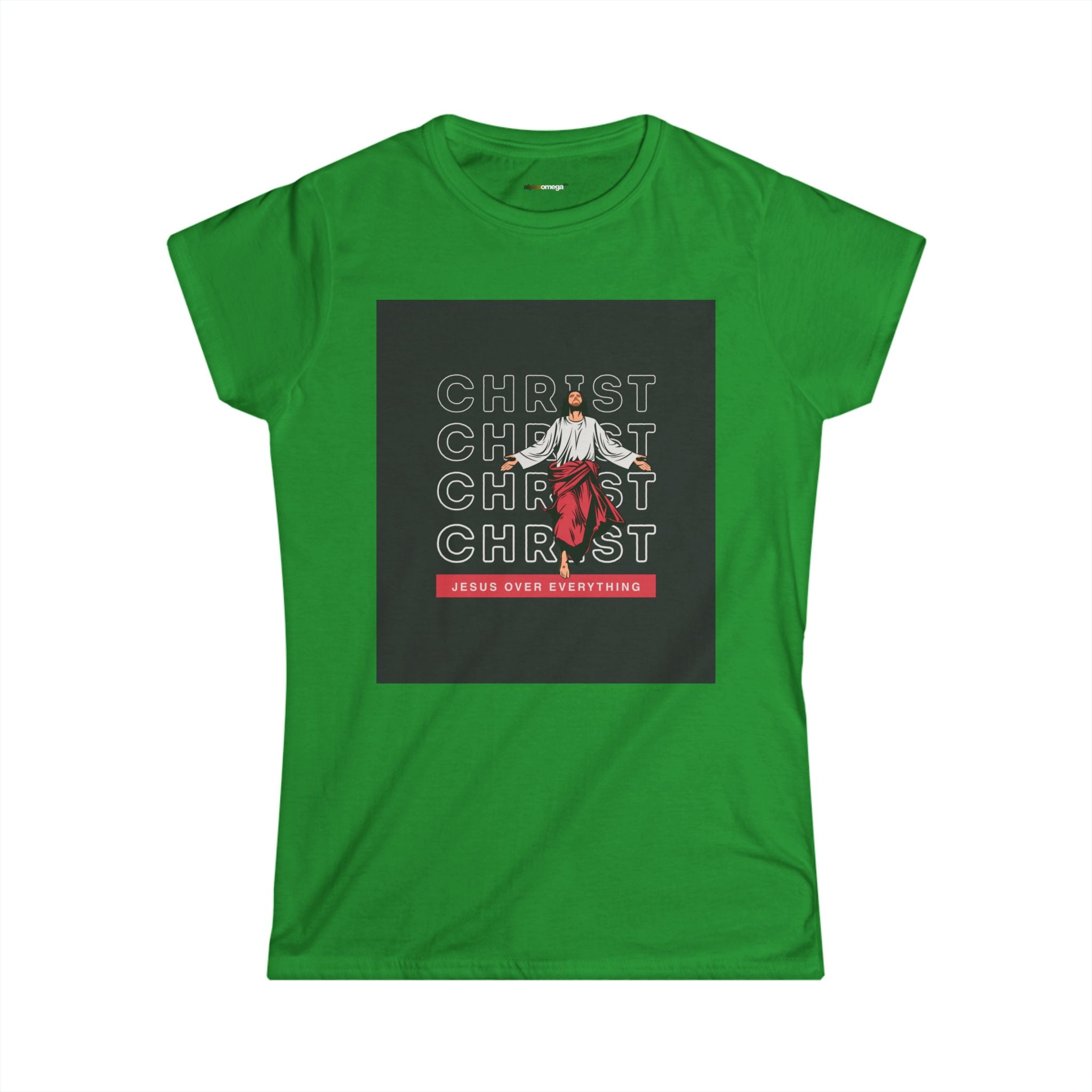 Christ Jesus Over Everything Girl Floral Tee - Women's Inspirational Christian Shirt