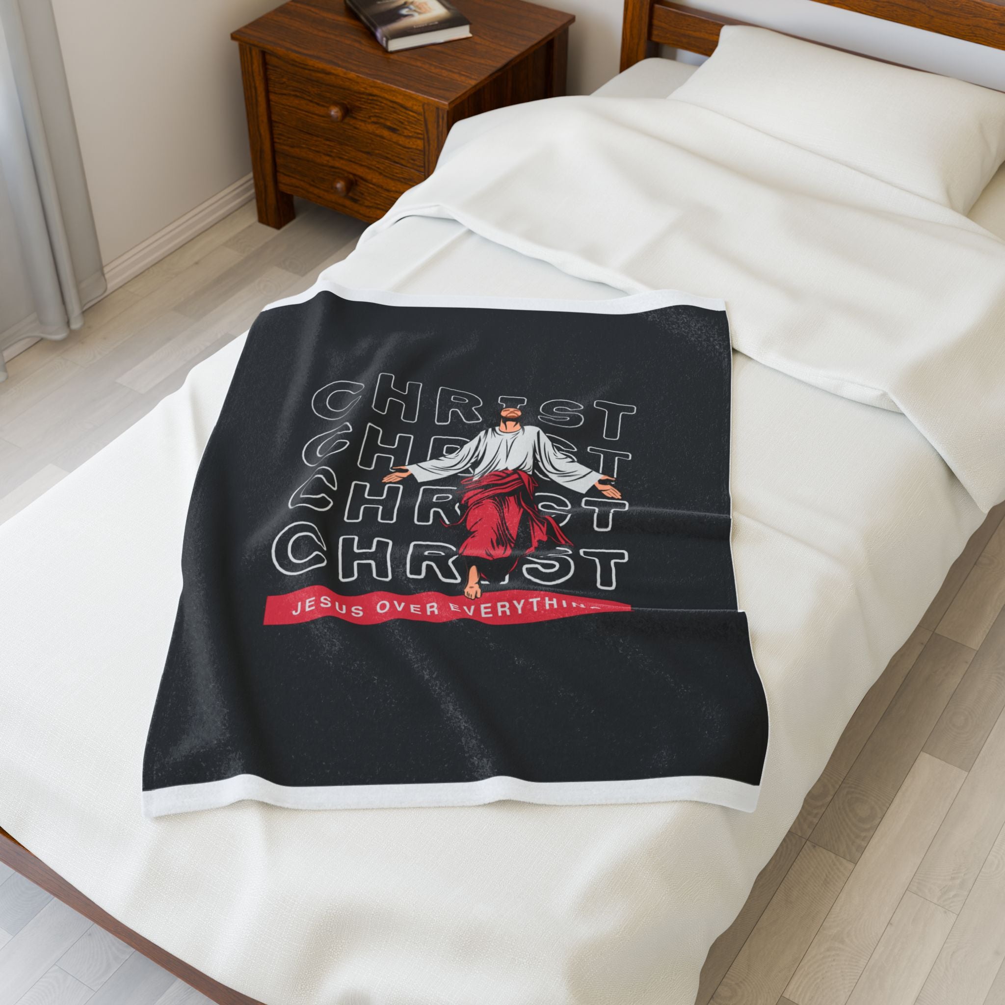 Christmas - Jesus over everything Velveteen Plush Blanket – Cozy Self-Care Throw