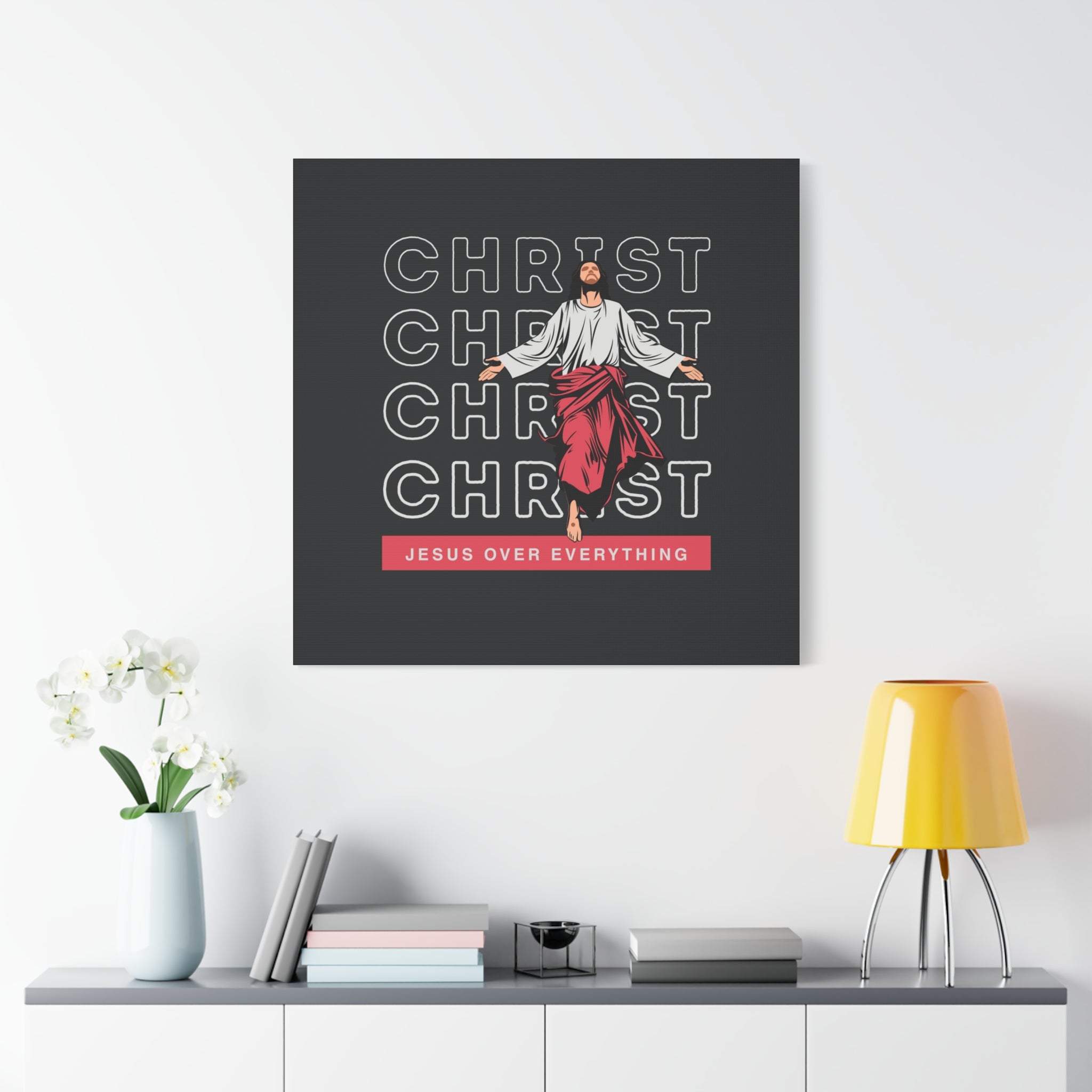 Christ Jesus Over Everything Canvas Wall Art — Inspirational Pastel Quote