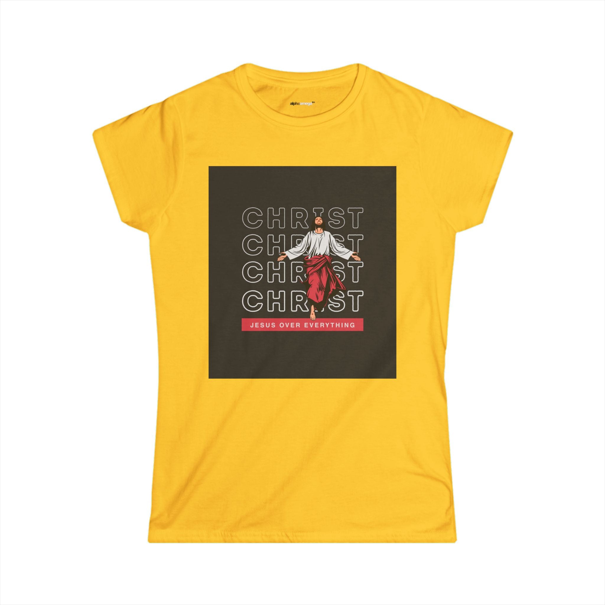 Christ Jesus Over Everything Girl Floral Tee - Women's Inspirational Christian Shirt