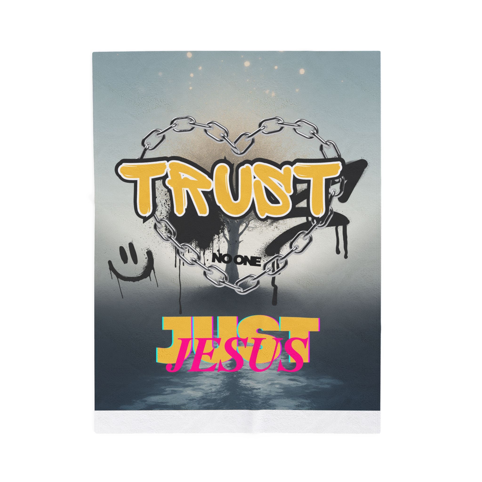 Trust No One Just Jesus Plush Blanket — Velveteen Holiday Throw